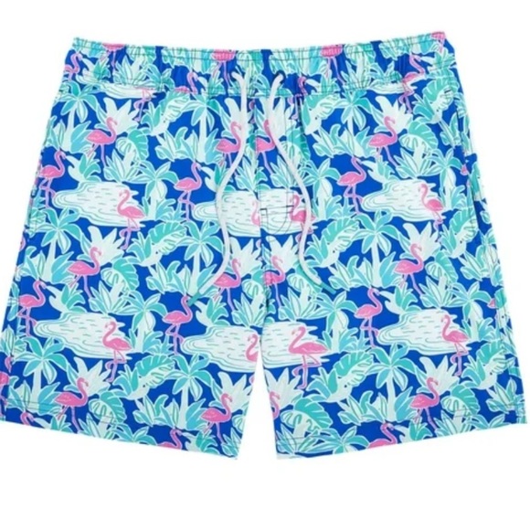 Men's Member’s Mark Resort Swim Trunk - Blue and Green 🦩 Flamingos Medium - Picture 6 of 10